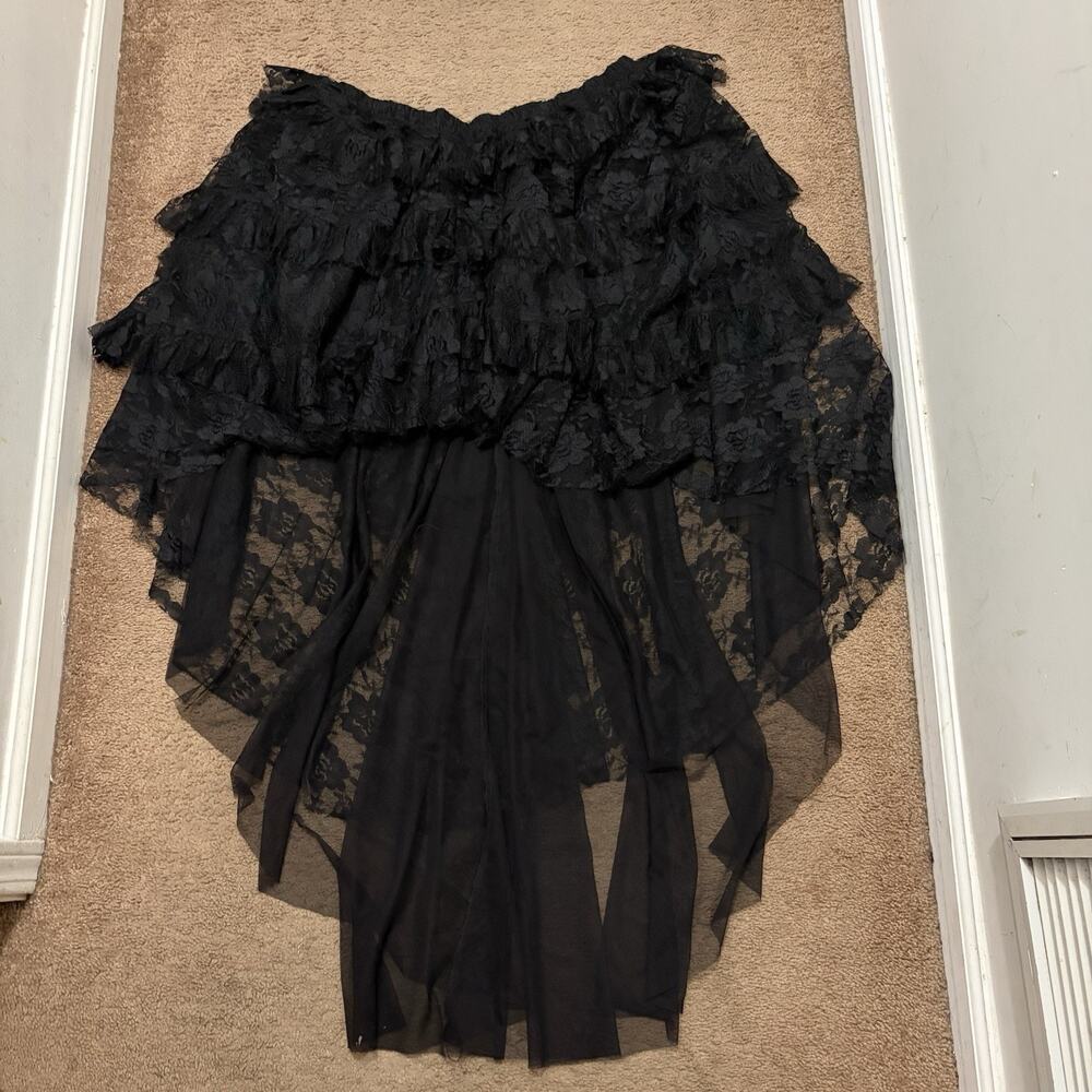 Subculture Lace Ruffle Skirt With Train Size XL-2XL Black Goth Alt